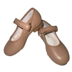 Capezio Girls Tan Tap Shoes Size 9W Toddler Mary Jane TeleTone Tap 3800T Dance